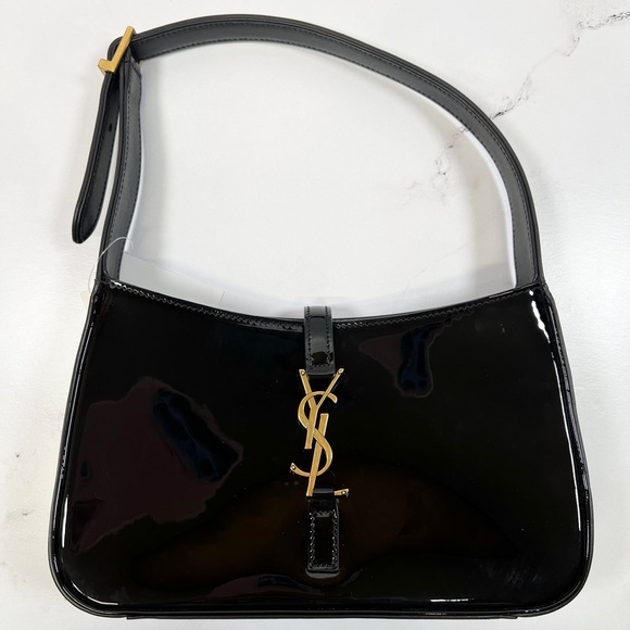 YSL Yves Saint Laurent Le 5 A 7 Hobo Shoulder Bag Patent Leather Shiny Purse - Picture 2 of 11